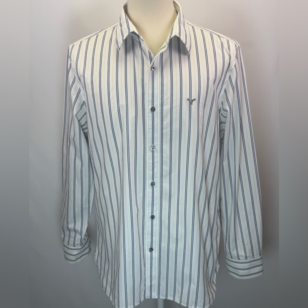 American Eagle Outfitters Men's Vintage Fit Blue White Striped Long Sleeve XL - Picture 1 of 7
